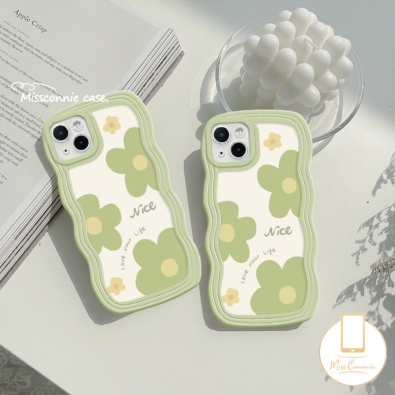 IPHONE Case Kompatibel Untuk Iphone11 12 13 14 Pro Max7 8 Plus XR 6 6s 14Plus X XS MAX SE 2020pinggiran Bergelombang Shockproof Fantasi Lukisan Minyak Bunga Lembut TPU Penutup Belakang