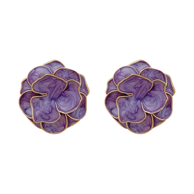 Anting Tusuk Bunga Ungu Gaya Korea Anting Wanita Fashion Jewelry