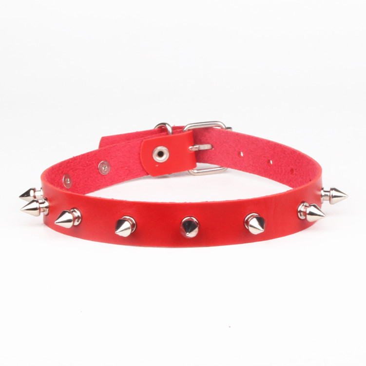 Rock Kalung Choker Bahan Kulit Pu Aksen Rivet Spike Gaya Punk Gothic Untuk Unisex