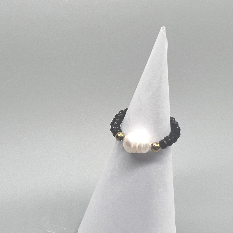 Cincin Manik-Manik Fashion Mutiara Elastis Adjustable Beaded Ring Untuk Aksesoris Perhiasan Wanita
