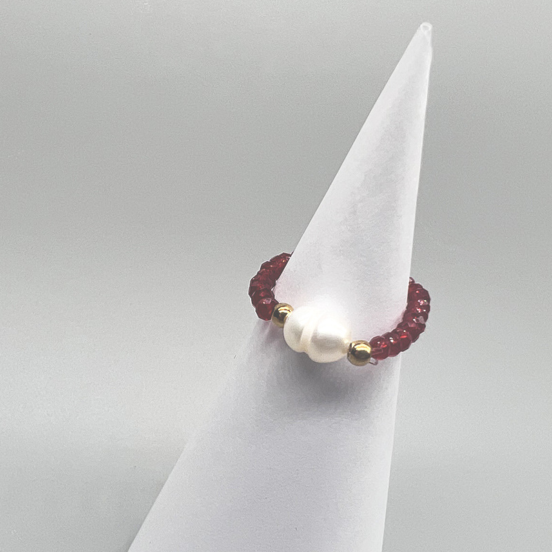 Cincin Manik-Manik Fashion Mutiara Elastis Adjustable Beaded Ring Untuk Aksesoris Perhiasan Wanita