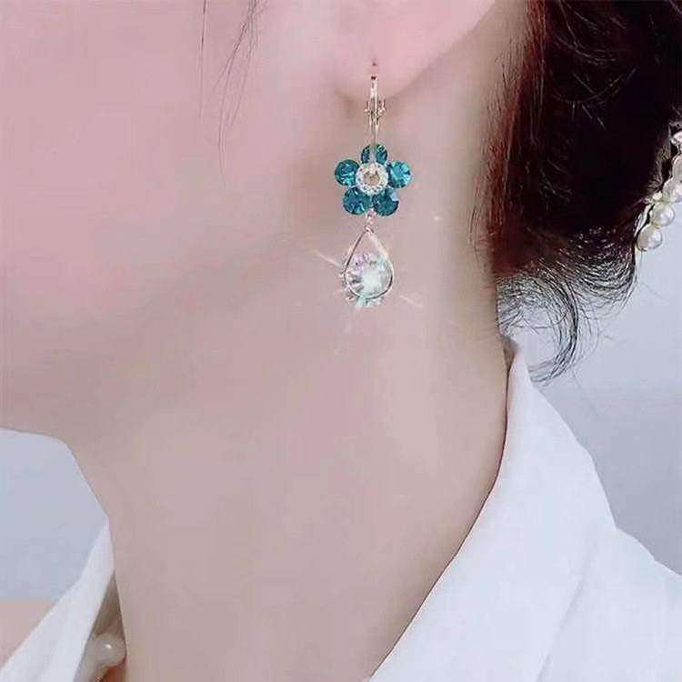 Anting Tusuk Sterling silver 925 Model Bunga Mewah Gaya Korea Untuk Wanita