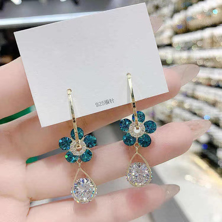 Anting Tusuk Sterling silver 925 Model Bunga Mewah Gaya Korea Untuk Wanita