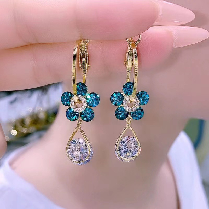 Anting Tusuk Sterling silver 925 Model Bunga Mewah Gaya Korea Untuk Wanita