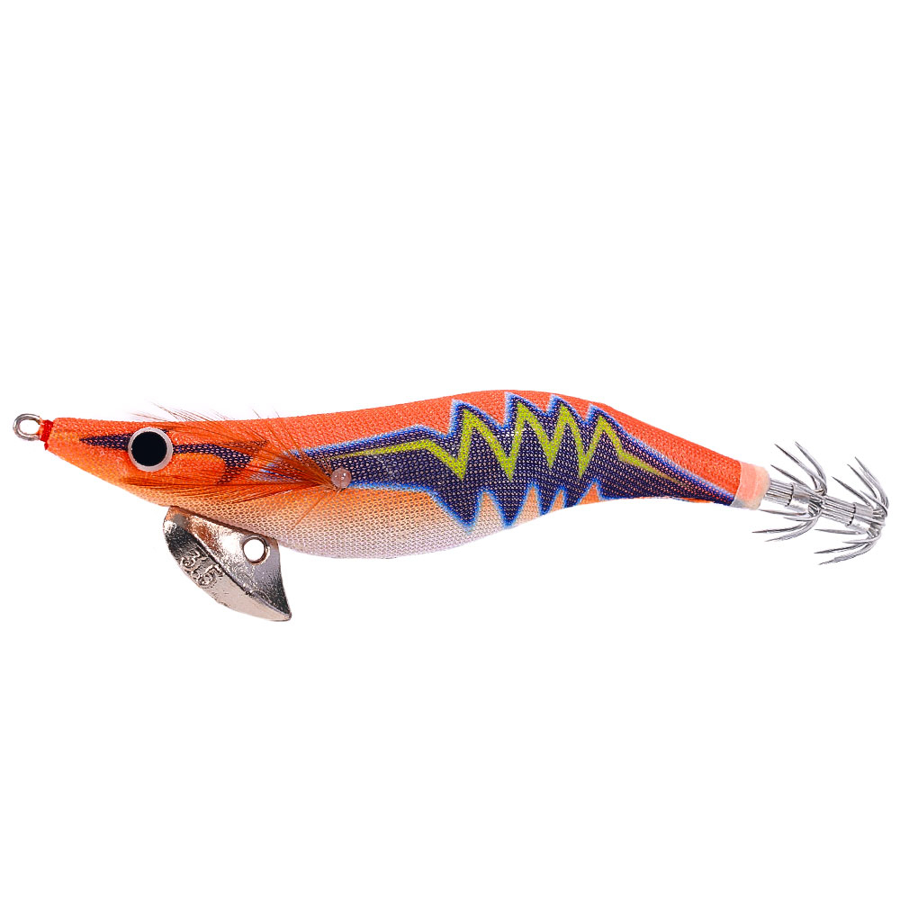 Hengjia 10pcs/tas UV Luminous Wooden Shrimp Bait Squid Jig Fishing Lure Kit Untuk Air Asin