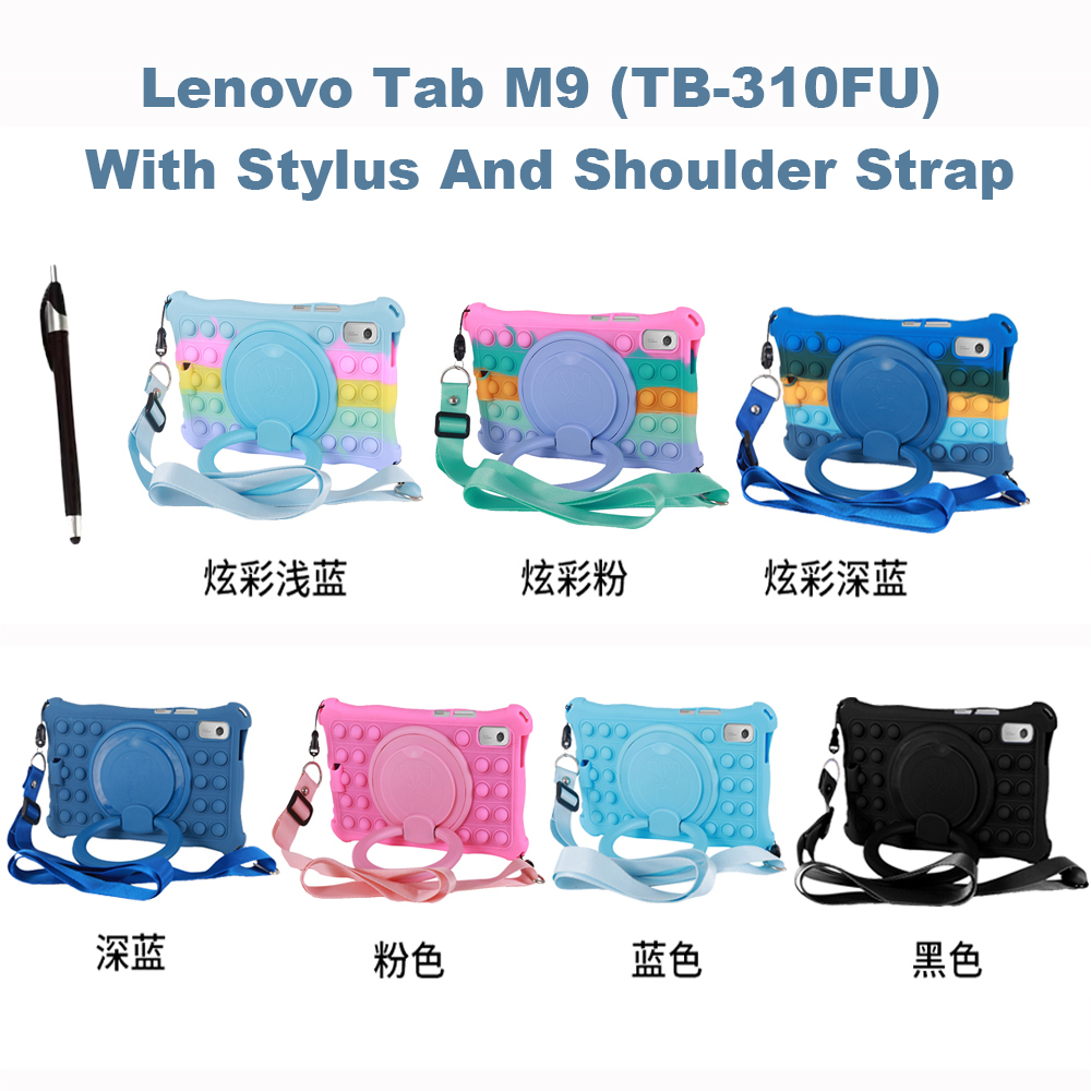 Untuk Lenovo Tab M9 (2022) 9.0 &quot;TB-310FU Tablet Pelindung Case360° Rotating Ring Stand Cover Fashion Silikon Lembut Pereda Stres Fidget Cube Toys Shell