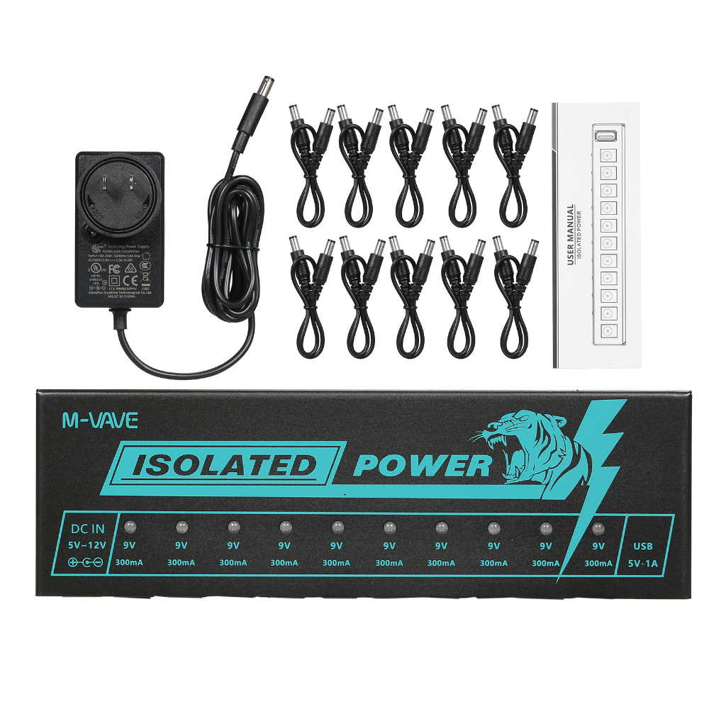 M-vave Pedal Gitar Power Efektor Gitar Power Supply 10isolasi DC Output Isolated Power