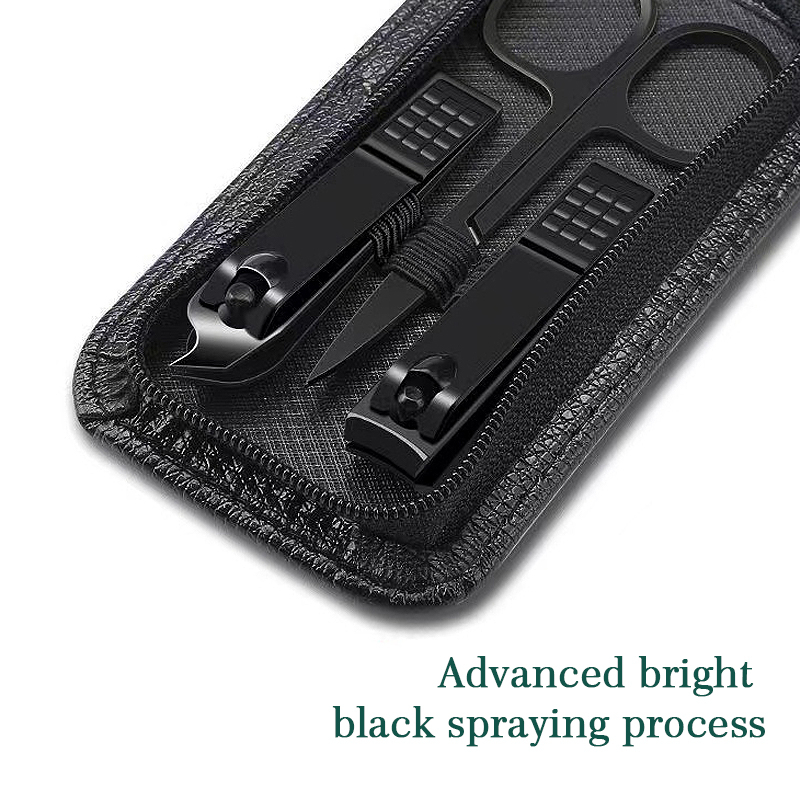 Black/green Portable Luxury Manicure Sets Pedicure Tools Gunting Kuku Hitam Terang Set Alat Perawatan Diri Gunting Alis