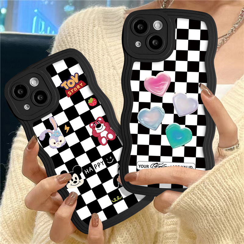 Casing Couple Redmi 12C A1 9A 10 9 10C 10A A1+9T 9C NFC POCO X3 NFC Pro M3 Redmi Note 11 10s 9s 8 9 11s 10 Pro Max Mi 11T Pro Kartun Toy Story Checkerboard Love Heart Soft Sarung