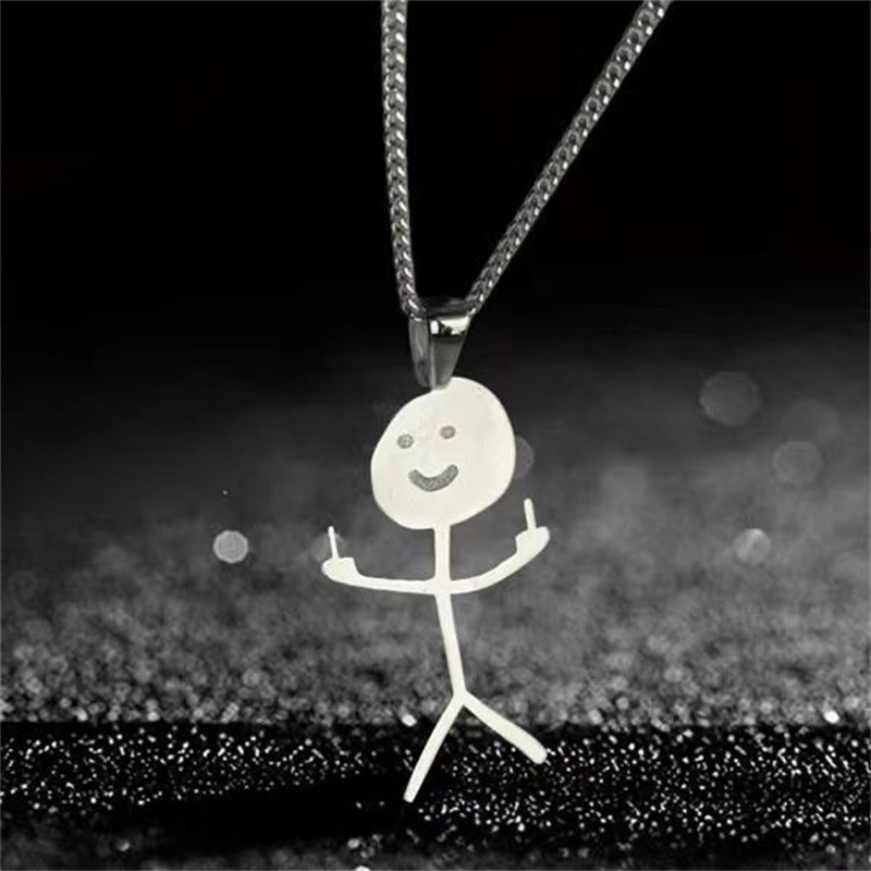 Kalung Hip Hop Unik Gaya Baru Menyenangkan Kartun Graffiti Villain Lucu Sederhana Humanoid Necklace Jewelry