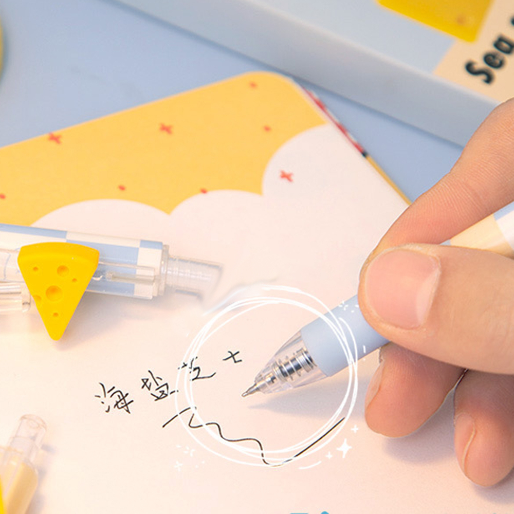 6pcs Pena Keju Telur Rebus Press Gel Untuk Siswa Menulis Pulpen Belajar Stationary Hadiah