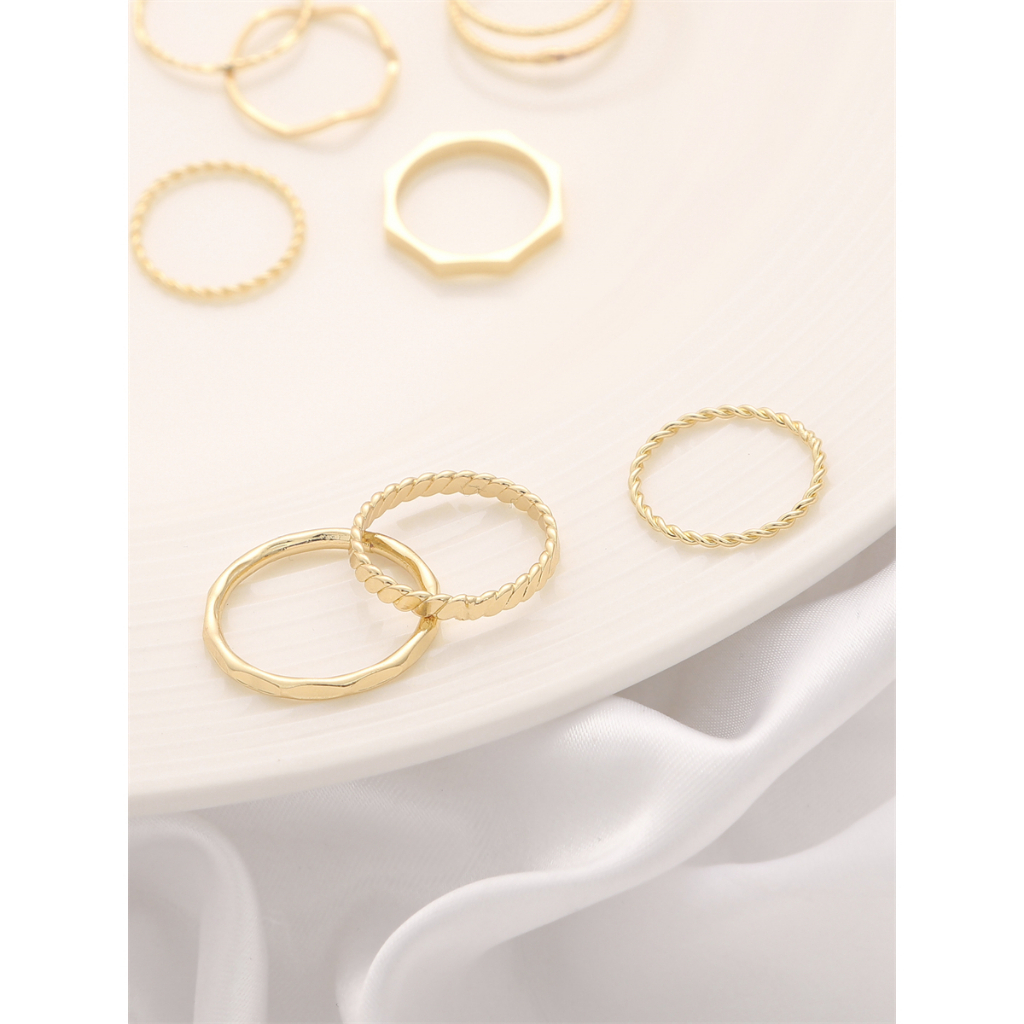 Fashion Perhiasan Tembaga plating Emas 14K plating Cincin ring Elegan Aksesoris Kerja Harian Wanita