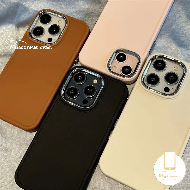 Case Warna Solid Sederhana Kompatibel Untuk iPhone 7Plus 11 14 13 12 Pro Max XR 8Plus X XS Max Mewah Plating Square Lembut Tpu Phone Cover