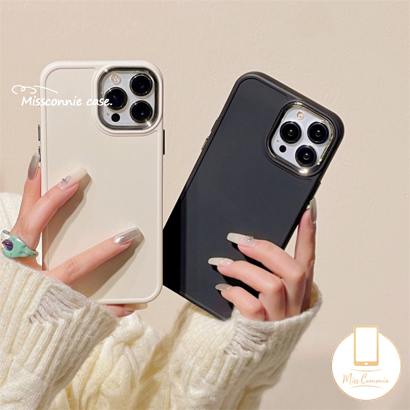 Case Warna Solid Sederhana Kompatibel Untuk iPhone 7Plus 11 14 13 12 Pro Max XR 8Plus X XS Max Mewah Plating Square Lembut Tpu Phone Cover