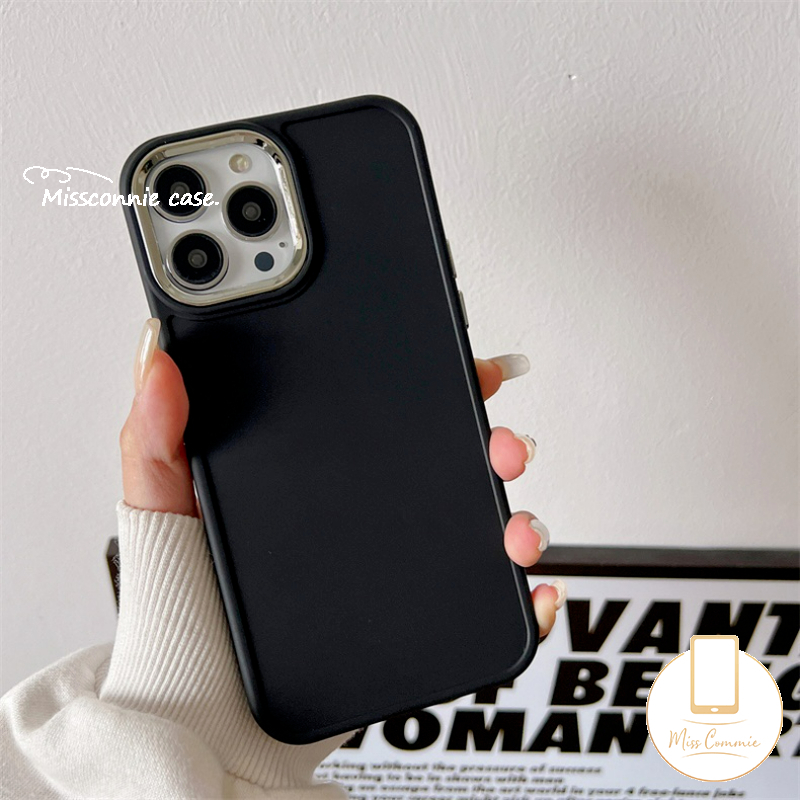 Case Warna Solid Sederhana Kompatibel Untuk iPhone 7Plus 11 14 13 12 Pro Max XR 8Plus X XS Max Mewah Plating Square Lembut Tpu Phone Cover