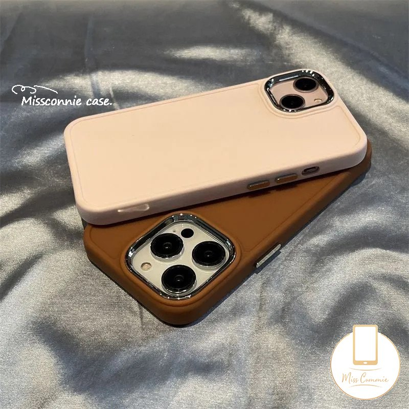 IPHONE Casing Ponsel Persegi Plating Mewah Kompatibel Untuk Iphone11 14 12 13 Pro Max 7Plus 8Plus X XR XS Max Soft Tpu Simple Solid Color Back Cover