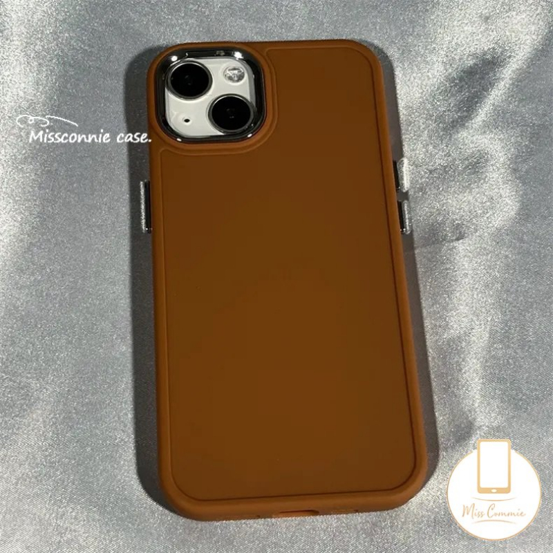IPHONE Casing Ponsel Persegi Plating Mewah Kompatibel Untuk Iphone11 14 12 13 Pro Max 7Plus 8Plus X XR XS Max Soft Tpu Simple Solid Color Back Cover