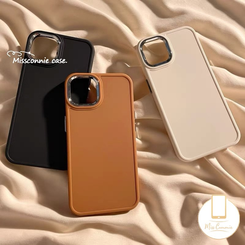 IPHONE Casing Ponsel Persegi Plating Mewah Kompatibel Untuk Iphone11 14 12 13 Pro Max 7Plus 8Plus X XR XS Max Soft Tpu Simple Solid Color Back Cover