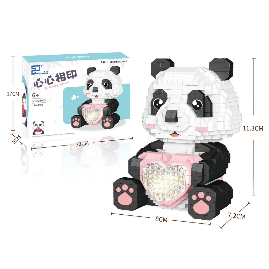 Love Panda Dengan Lampu led Blok Bangunan Mainan Hadiah