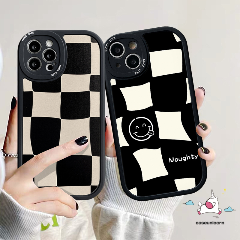 Case Realme C53 8i C55 10 Pro C35 C31 9i C25 C30 C21 C25s 7i C20 C25Y C11 C12 C21Y C15 Gt7 6 5s 6s 8 8Pro 6i 5 C17 C3 C20A Creative Kotak Hitam Dan Putih Tidak Teratur Lembut Sarung