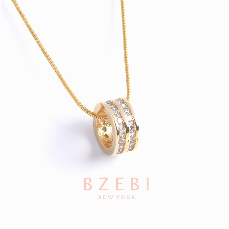 Bzebi Kalung Emas 18k, Kalung Baja Titanium, Kalung Liontin Berlian, Anti Karat, Aksesoris Fashion Wanita Perhiasan Gaya Korea, Hadiah Ulang Tahun Dengan Kotak Eksklusif 227n