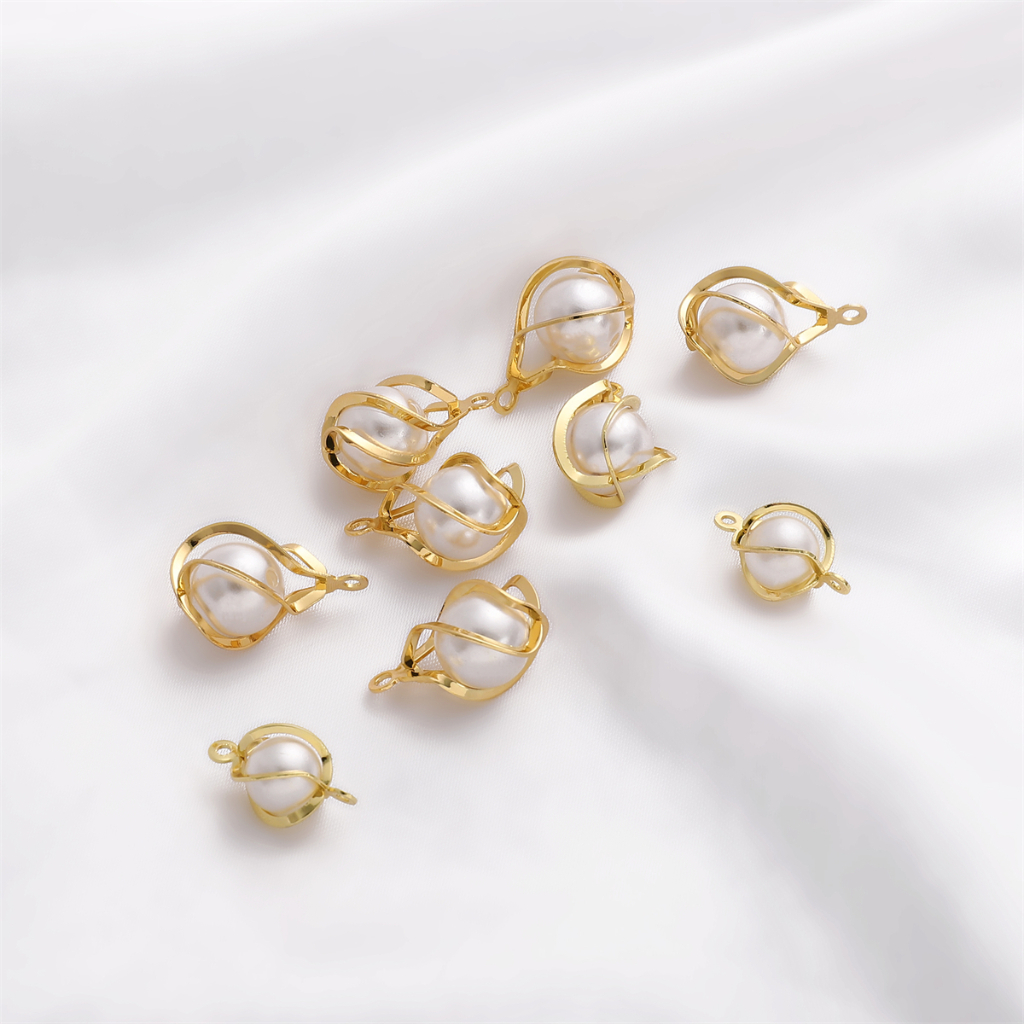 2 Pcs 14 K Tembaga Ganda Gantung Mutiara Memutar Bunga Liontin Anting Untuk Membuat Perhiasan DIY Kalung Anting Aksesoris