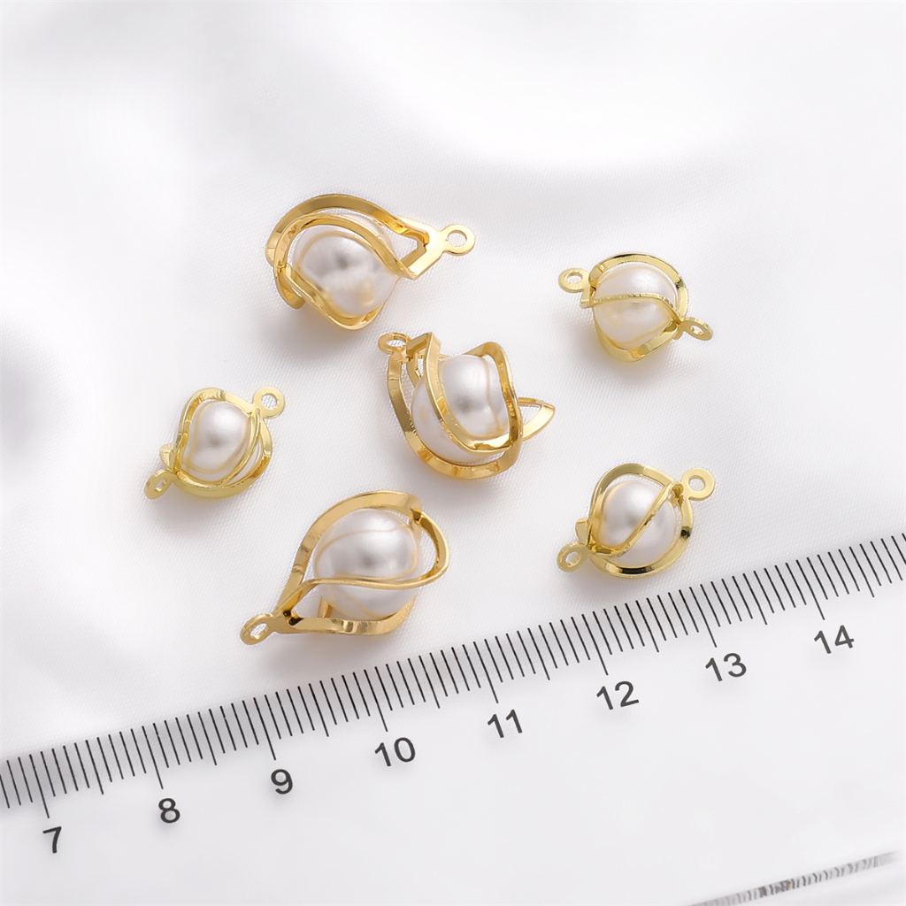 2 Pcs 14 K Tembaga Ganda Gantung Mutiara Memutar Bunga Liontin Anting Untuk Membuat Perhiasan DIY Kalung Anting Aksesoris