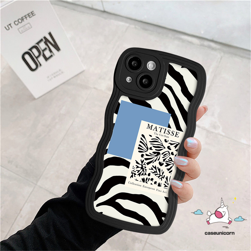 Case Oppo A17 A15 A55 A57 A95 A17K A78 A16s A76 A54 A16K A3s A77 A12 A16 A7 A96 A77s A74 A1K A5s A16E A53 A9 A5 F9 Reno 8T 7 7Z 8Z A12E A52 Wavy Edge Art Zebra Soft Cover Motif