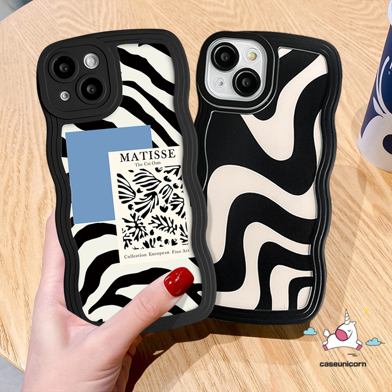 Case Oppo A17 A15 A55 A57 A95 A17K A78 A16s A76 A54 A16K A3s A77 A12 A16 A7 A96 A77s A74 A1K A5s A16E A53 A9 A5 F9 Reno 8T 7 7Z 8Z A12E A52 Wavy Edge Art Zebra Soft Cover Motif