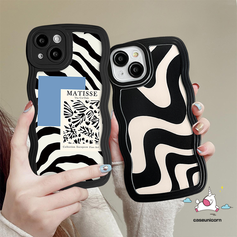 Case Oppo A17 A15 A55 A57 A95 A17K A78 A16s A76 A54 A16K A3s A77 A12 A16 A7 A96 A77s A74 A1K A5s A16E A53 A9 A5 F9 Reno 8T 7 7Z 8Z A12E A52 Wavy Edge Art Zebra Soft Cover Motif