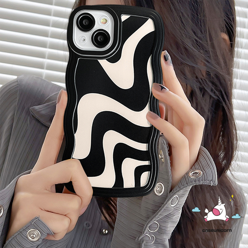 Case Oppo A17 A15 A55 A57 A95 A17K A78 A16s A76 A54 A16K A3s A77 A12 A16 A7 A96 A77s A74 A1K A5s A16E A53 A9 A5 F9 Reno 8T 7 7Z 8Z A12E A52 Wavy Edge Art Zebra Soft Cover Motif