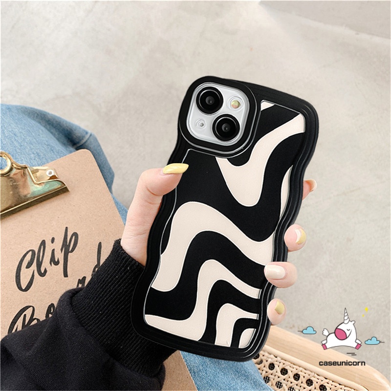 Case Oppo A17 A15 A55 A57 A95 A17K A78 A16s A76 A54 A16K A3s A77 A12 A16 A7 A96 A77s A74 A1K A5s A16E A53 A9 A5 F9 Reno 8T 7 7Z 8Z A12E A52 Wavy Edge Art Zebra Soft Cover Motif