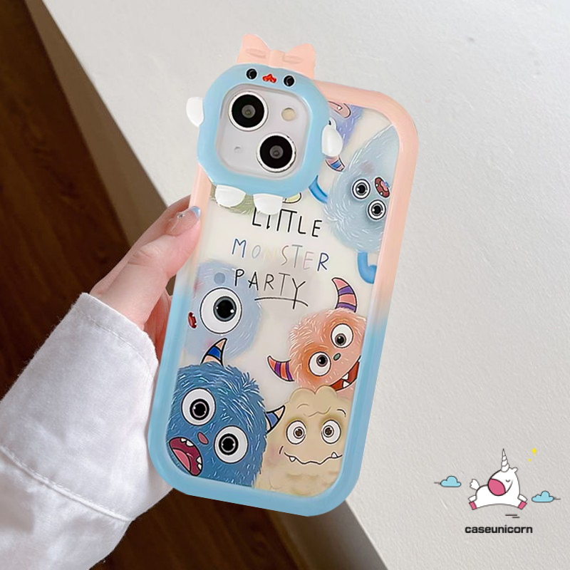 Soft Case Desain Kartun Monster Kecil 3D Untuk IPhone 11 13 12 14 Pro MAX XR X XS MAX 6 6S 7 8 14 Plus SE 2020