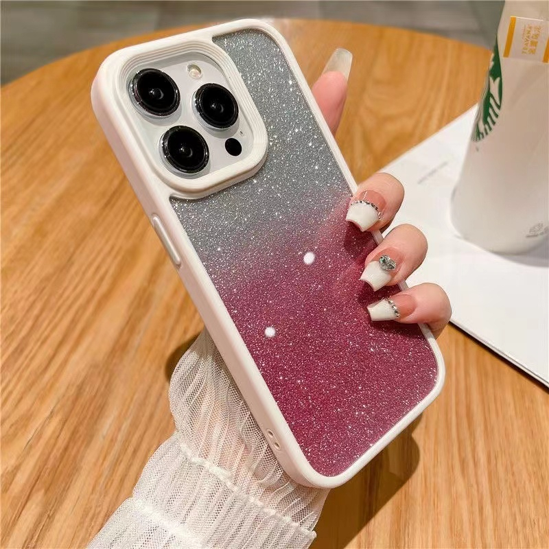 Casing Ponsel Transparan Glitter Gradasi Mewah iPhone 14 Pro Max 13 Pro Max 12 Pro Max 11 Pro Max shockproof Melindungi Kamera anti Jatuh Bening hard cover