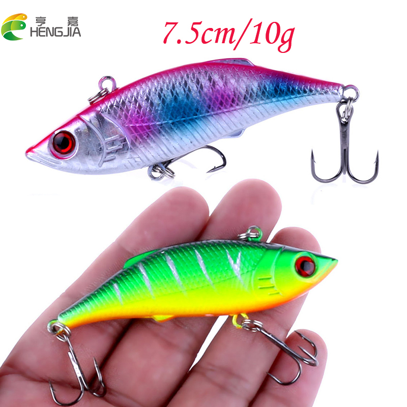 Hengjia 2pcs Umpan Pancing Vib Bentuk Ikan Imitasi 7.5cm 10g 3D eyes VIB bait Sinking Hard Plastic Artificial Baits