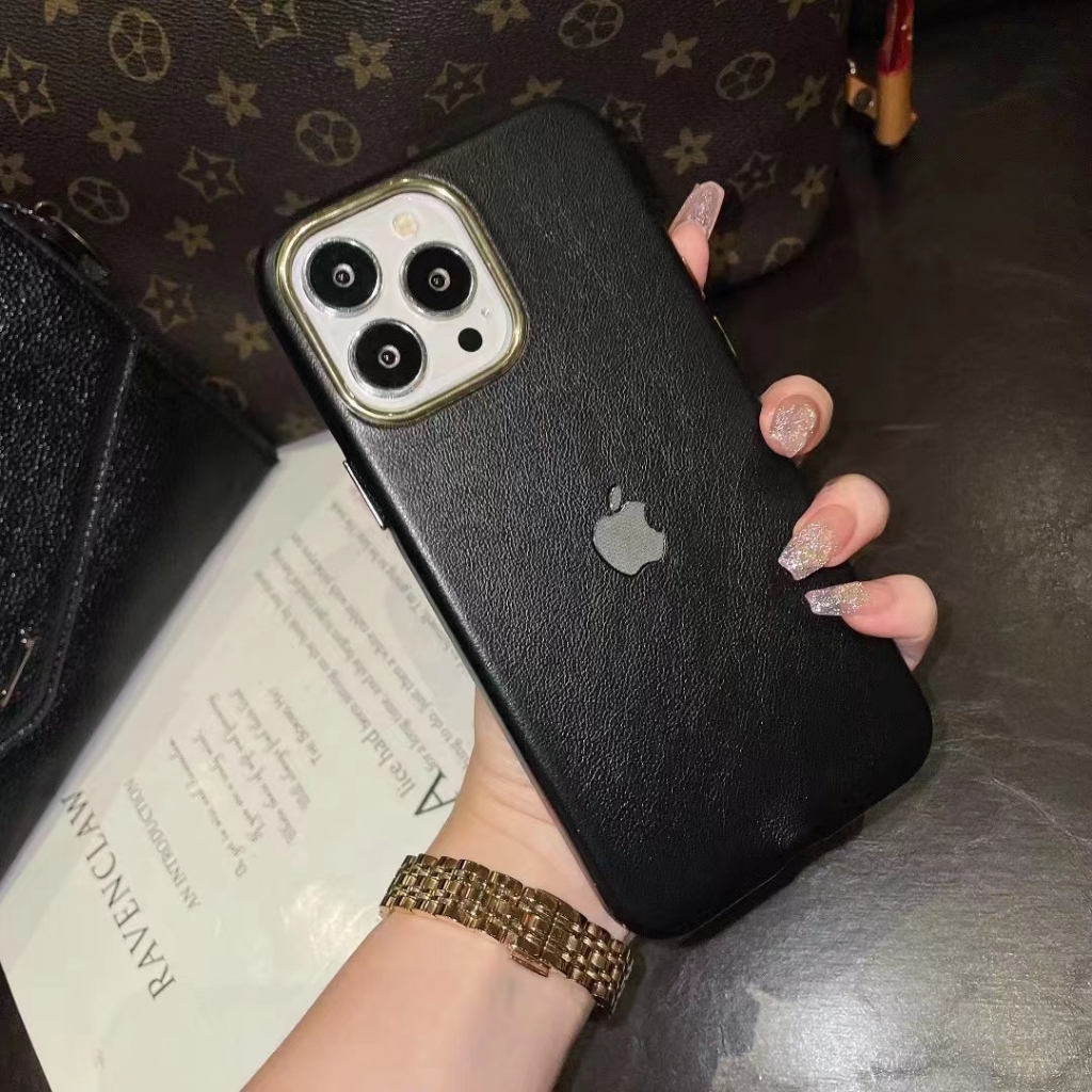 Mewah Kulit Asli Case untuk iPhone 14 Pro Max 13 12 ProMax 11 Pro Max Ultra Ringan Mewah Kulit Domba kulit Case dengan Tombol Logam