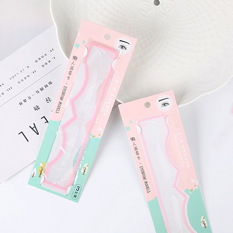 3 Pcs Portabel Satu Langkah Stempel Alis Membentuk Kit Alat Makeup Definer Alis