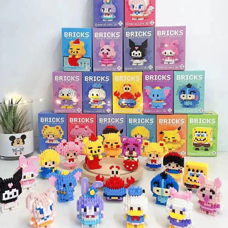 60 Pcs Lucu Kartun Blok Bangunan Mainan Anak puzzle Boneka Rakitan Blok Hadiah