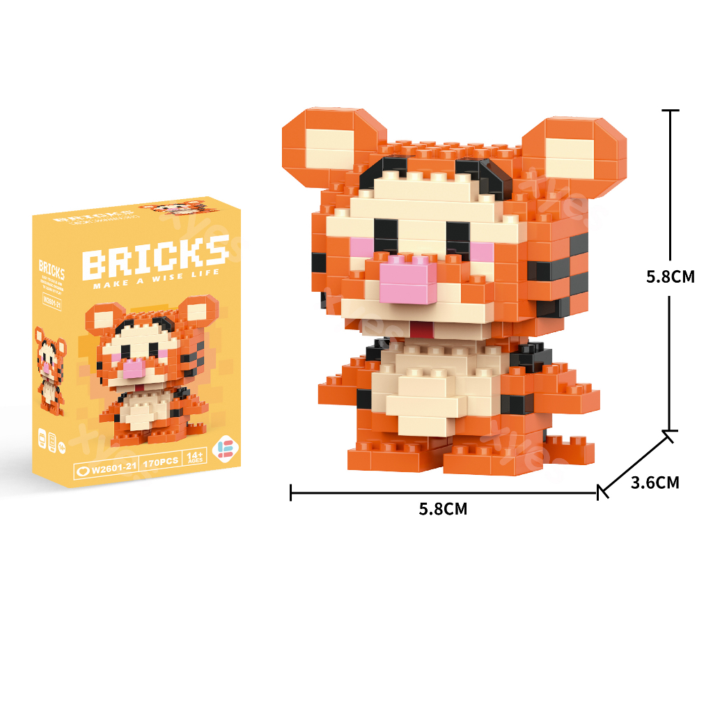 60 Pcs Lucu Kartun Blok Bangunan Mainan Anak puzzle Boneka Rakitan Blok Hadiah