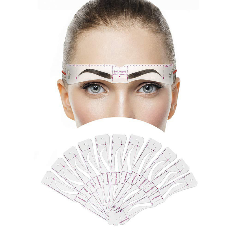 12pcs Reusable Eye Brow Drawing Guide Set Stensil Alis Makeup Card Kit