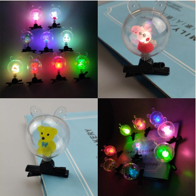 【COD】 Klip Rambut Bola Glow LED Kreatif Kartun Menggemaskan Lucu Hiasan Kepala