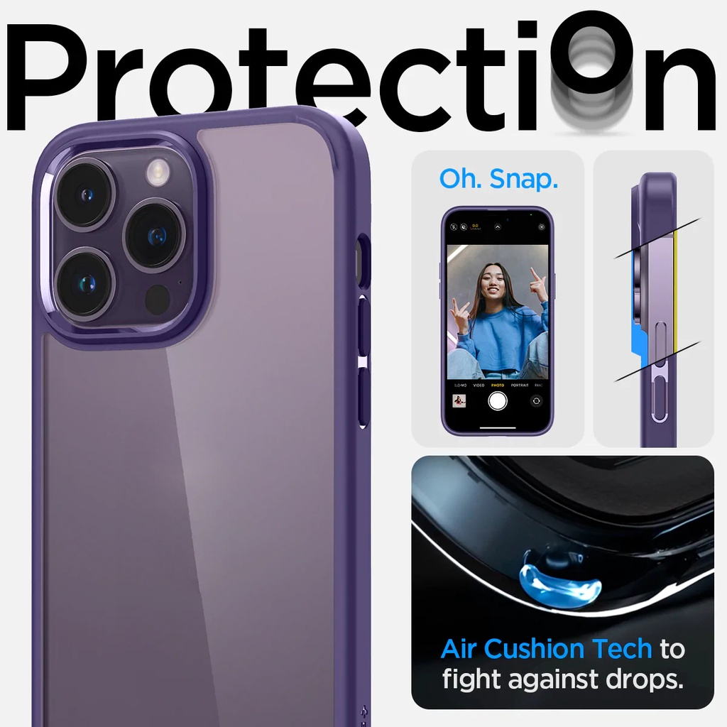 Spigen iPhone 14pro Max Case Casing Transparan Pelindung Jatuh Desain Slim Casing Bening Casing iPhone