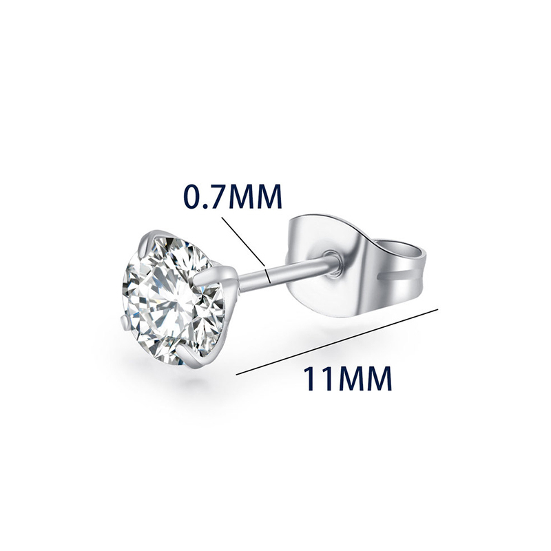 [ACKER] 3-7mm 1pasang925silver Cubic Zirconia Titanium Stainless Berlian AAA+Zircon Stud Earrings Untuk Wanita/Pria