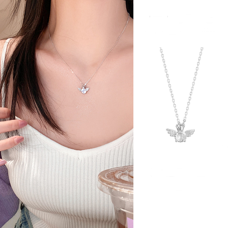 [KD] Angel Crown Kalung Wanita Ringan Mewah Shiny Fashion Canggih Elegan Simple Design Necklace