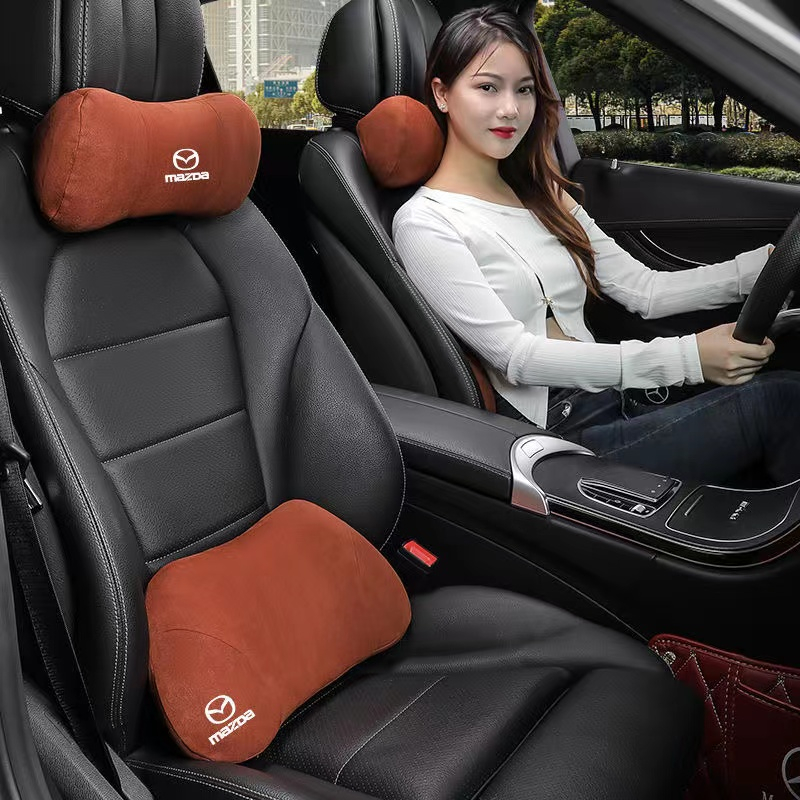 Bantal Leher Headrest Khusus Mobil Car memory cotton pillow Car lumbar cushion