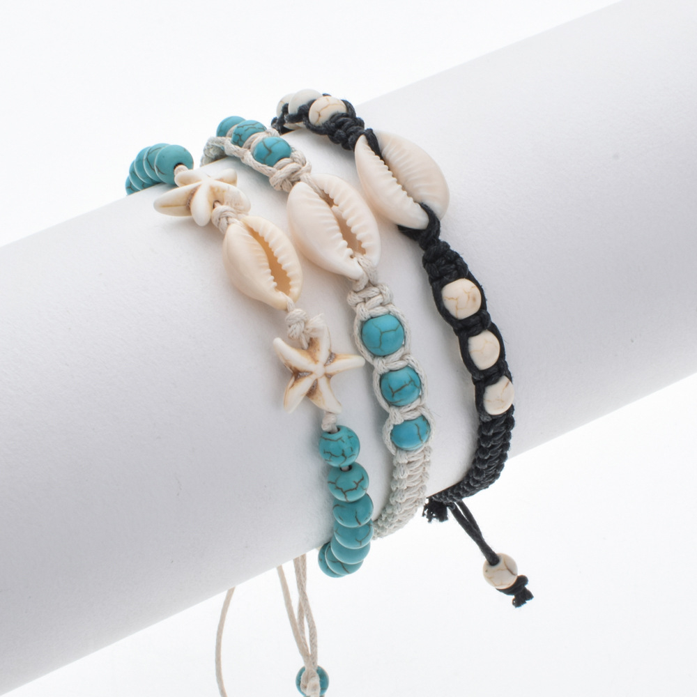 Fashion Gelang Bohemian Alami Shell Tenun Tangan Gelang Adjustable Untuk Aksesoris Perhiasan Wanita