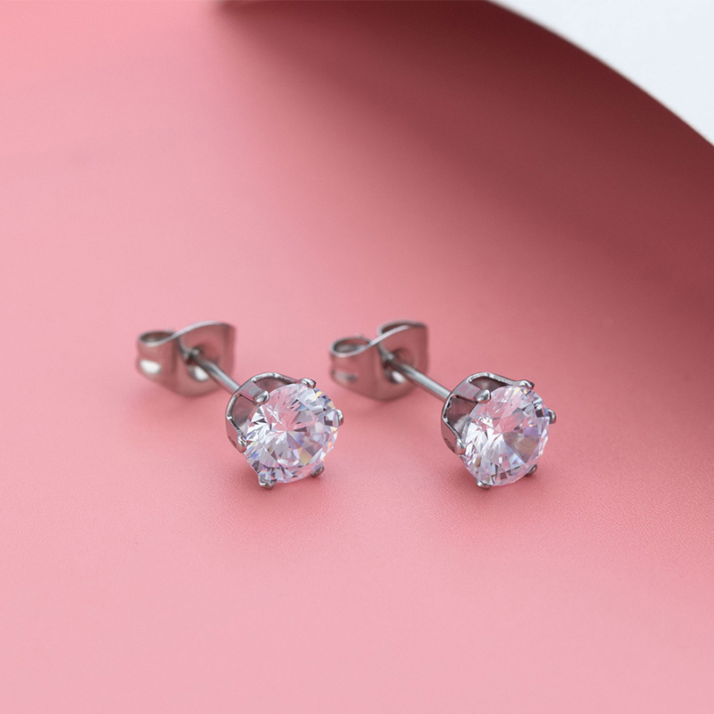 [ACKER] 3-8mm 1pasang925silver Titanium Stainless Cubic Zirconia Berlian AAA+Zircon Stud Earrings Untuk Wanita/Pria