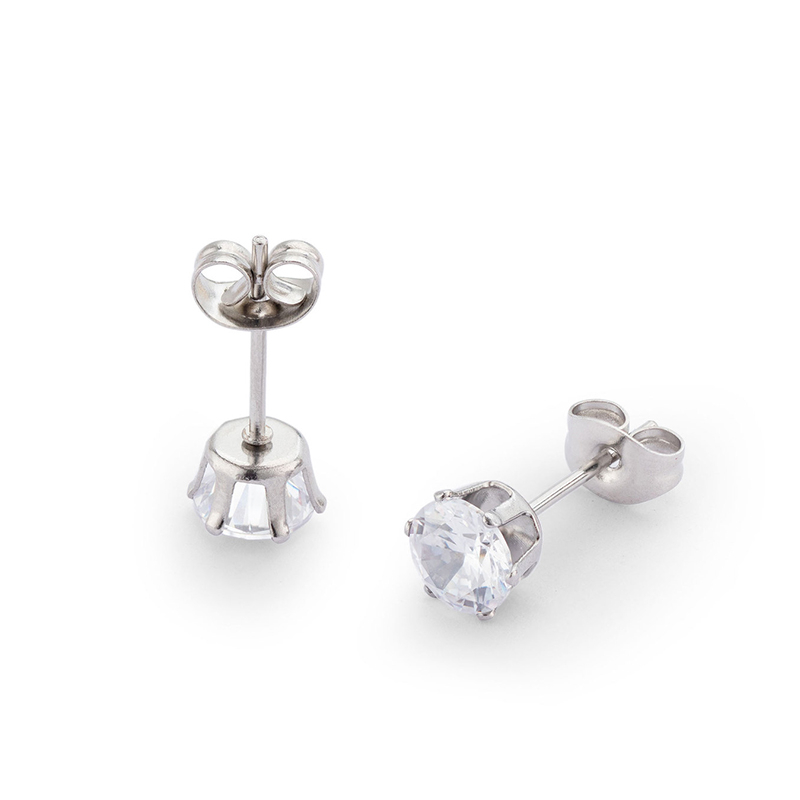 [ACKER] 3-8mm 1pasang925silver Titanium Stainless Cubic Zirconia Berlian AAA+Zircon Stud Earrings Untuk Wanita/Pria