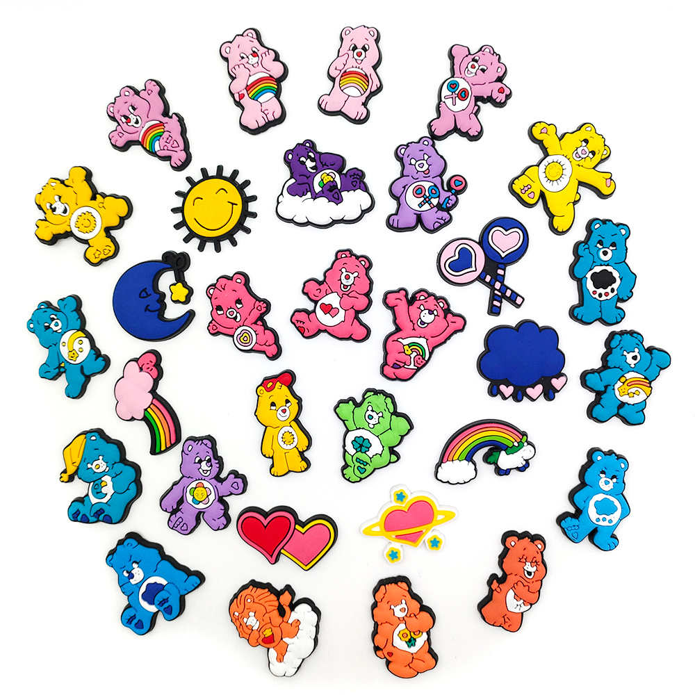 1set Cute Jibbit Rainbow Bear Set DIY Croc Jibitz Pesona Gesper Sepatu Dekorasi Aksesoris jibbits Pangsit Makanan Anak Hadiah