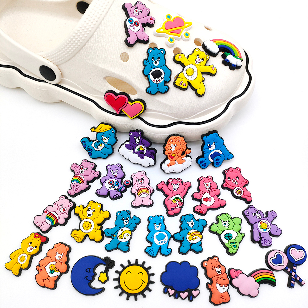 1set Cute Jibbit Rainbow Bear Set DIY Croc Jibitz Pesona Gesper Sepatu Dekorasi Aksesoris jibbits Pangsit Makanan Anak Hadiah